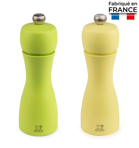 Set de 2 moulins sel & &agrave; poivre Tahiti &eacute;t&eacute; vert et jaune